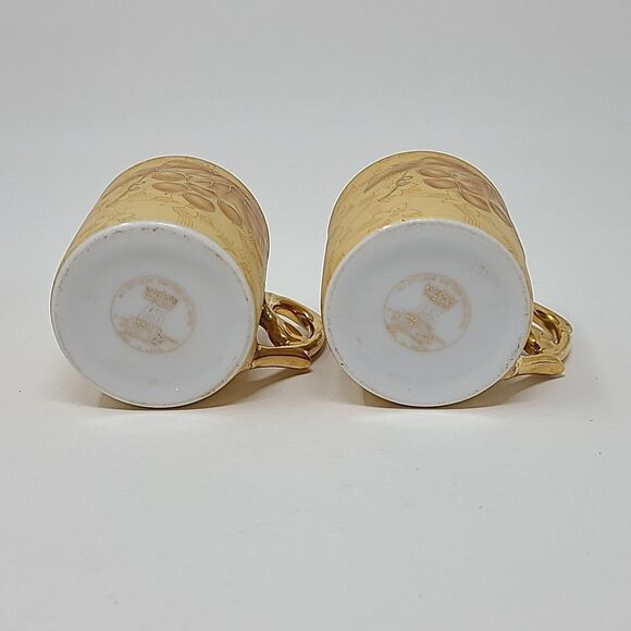 Set of 4 Yamasine Fine Porcelain Demitasse Espresso Cups Golden Leaves Fall - Picture 12 of 13